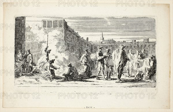 The Encampment, c. 1675, Joseph Francois Parrocel, French, 1704-1781, France, Etching on paper, 89 × 60 mm (plate), 119 × 187 mm (sheet)