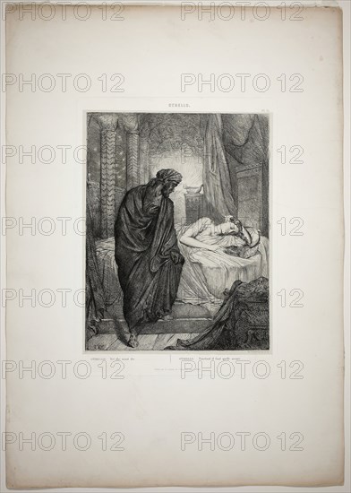 Yet She Must Die, plate eleven from Othello, 1844, Théodore Chassériau, French, 1819-1856, France, Etching, engraving, roulette, and drypoint on paper, 309 × 242 mm (image), 367 × 263 mm (plate), 638 × 445 mm (appro×. sheet)