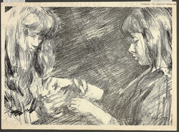 Cat’s Cradle, 1892, Walter Richard Sickert, English, 1860-1942, England, Lithograph on cream wove paper, 160 × 225 mm (image), 172 × 236 mm (sheet)