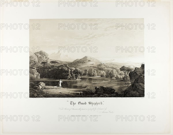 The Good Shepherd, 1849, Thomas Cole, American, 1801-1848, United States, Lithograph on white wove plate paper, 290 x 420 mm (image), 483 x 610 mm (sheet)