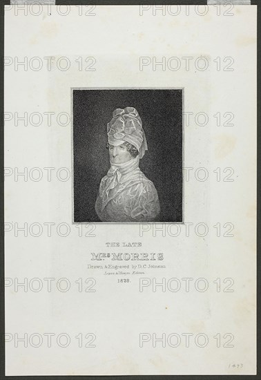 The Late Mrs. Morris, 1828, David Claypoole Johnston, American, 1798–1865, United States, Engraving and stipple on ivory wove paper, 168 x 106 mm (plate), 235 x 161 mm (sheet)