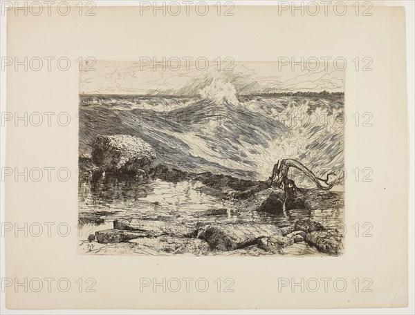 The Rapids Above Niagara, 1886, Thomas Moran, American, born England, 1837-1926, United States, Etching in brown on cream laid paper, 150 x 204 mm (image/plate), 232 x 310 mm (sheet)