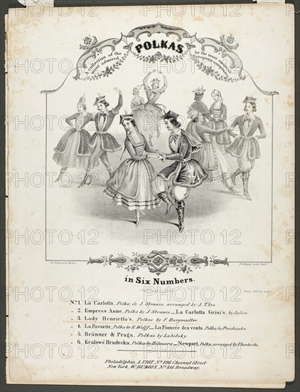 A Collection of the Most Admired Polkas…, n.d., James Queen, American, 1824-c.1877, United States, Lithograph on cream wove paper, 345 x 264 mm