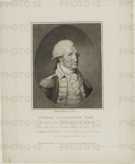 George Washington, c. 1792, Edward Savage, American, 1761–1817, United States, Engraving on ivory wove paper, 203 x 166 mm (plate), 253 x 208 mm (sheet)