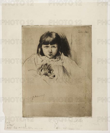 Caro, 1890, Julian Alden Weir, American, 1852-1919, United States, Drypoint on cream laid paper, 202 x 152 mm (image/plate), 278 x 231 mm (sheet)