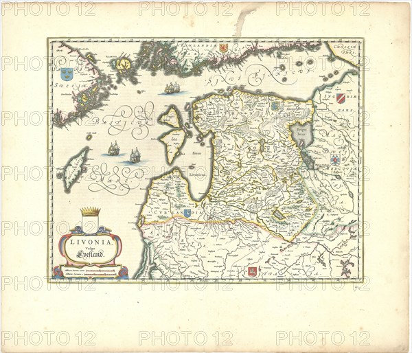 Map, Livonia, vulgo Lyefland, Copperplate print