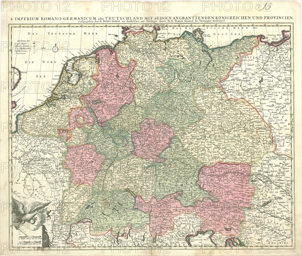 Map, S. Imperium Romano-Germanicum oder Teutschland mit seinen angrantzenden Konigreichen und Provincien, Julius Reichelt (1637-1719), Copperplate print