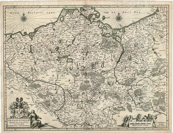 Map, Brandenbvrgvm marchionatvs, cum ducatibus Pomeraniæ et Meklenbvrgi, Copperplate print