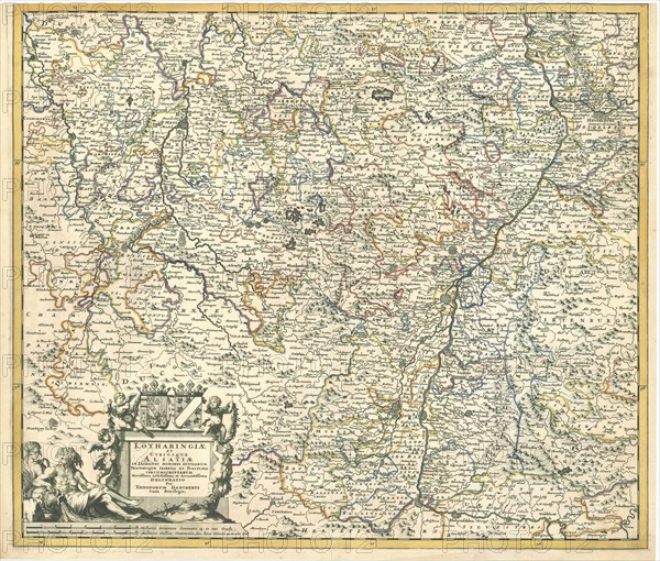 Map, Lotharingiae et utriusque Alsatiae in ditiones minores divisarum tractibusque et finitimis circumscriptorum novissima, nitidissima et accuratissima delineatio, Theodorus Danckerts (1663-1727), Copperplate print