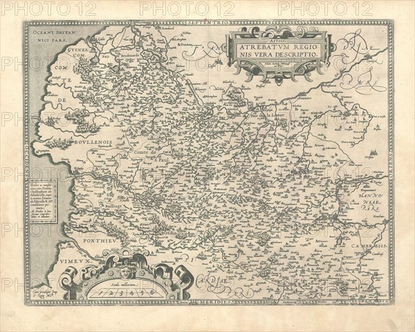 Map, Atrebatum regionis vera descriptio =, Jacques Surhon, Copperplate print