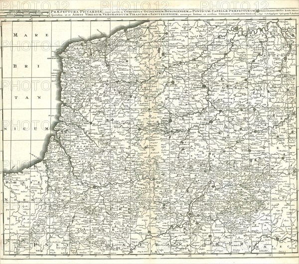 Map, Præfectura Picardiæ, Gerhard Valk (-1726), Copperplate print