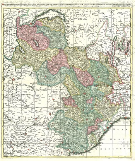 Map, Status Sabaudiae, Gerhard Valk (-1726), Copperplate print