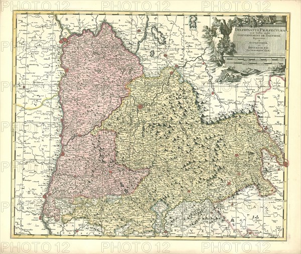 Map, Delphinatus praefectura, Gerhard Valk (-1726), Copperplate print