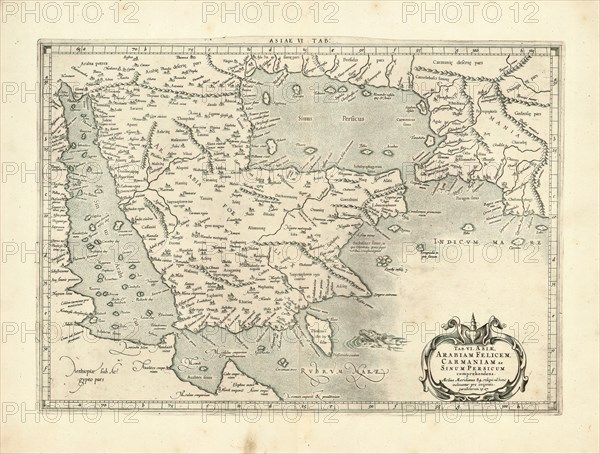 Map, Tab. VI. Asiae, Arabiam Felicem, Carmaniam ac Sinum Persicum comprehendens, Copperplate print