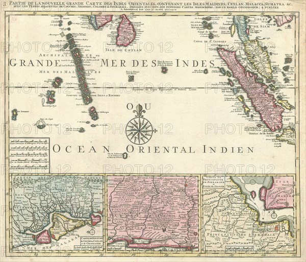 Map, 3 Partie de la nouvelle grande carte des Indes Orientales, Habile connoisseur Un, Copperplate print