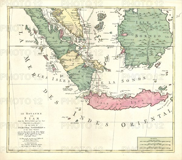 Map, Le royaume de Siam, Copperplate print