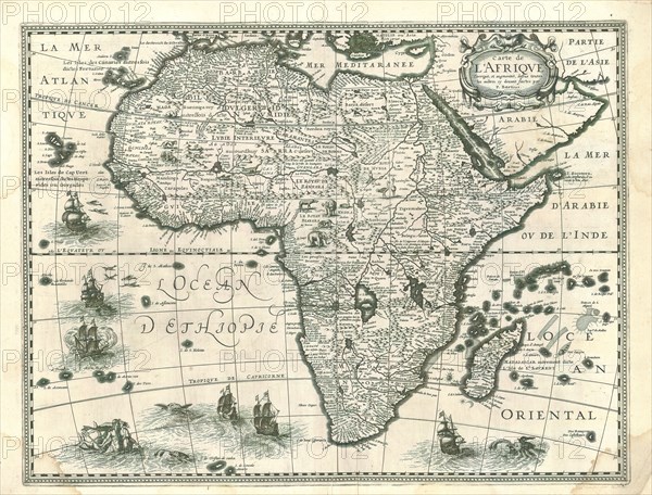 Map, Carte de l'Afriqve, Petrus Bertius (1565-1629), Copperplate print