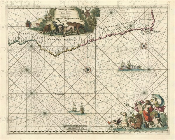 Map, Cimbebas et Caffariae littora a Catenbela ad Promontorium Bonae Spei =, Copperplate print