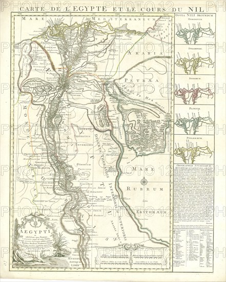 Map, Aegypti ac noblissimi ejus fluminis a cataractis usque ad ostia fidelis atque accurata descriptio, additis passim, e Diodoro, Strabone, Ptolomeao, Josepho, aliisque veteribus oppidorum nominibus, Richard Pococke, Copperplate print