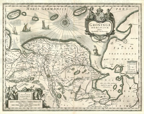 Map, Groninga Dominivm, Bartholdus Wicheringe (-1588), Copperplate print