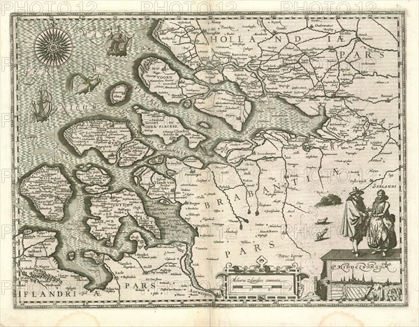 Map, [Zeeland, Pieter den Keere (1571-after 1646), Copperplate print