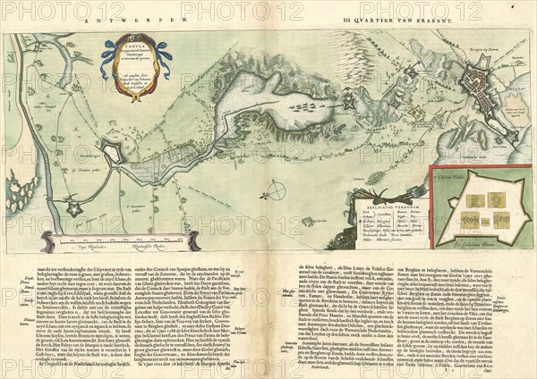 Map, Tabvla Bergarum ad Zomam Stenbergae et novorum ibi operum, Frans van Schooten (1581-1645), Copperplate print