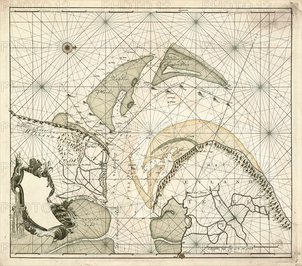 Map, pas-kaart van Texel en den Horst, Copperplate print