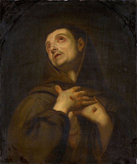 The hl., Francis, oil on canvas, 67.5 x 56.5 cm, unsigned, Bologneser Meister, 17. Jh.