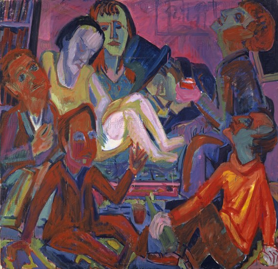 Atelierfest, 1925, oil on canvas, 145.5 x 150.5 cm, Hermann Scherer, Rümmingen/Baden-Württemberg 1893–1927 Basel