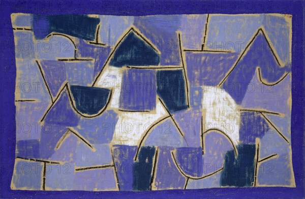 Blue Night, 1937, 208 (U 8), pastel on cotton on pastes on jute, original frame borders, 50.5 x 76.5 cm, signed on the cotton and jute top right: clover, Paul Klee, Münchenbuchsee/Bern 1879–1940 Muralto b. Locarno/Tessin