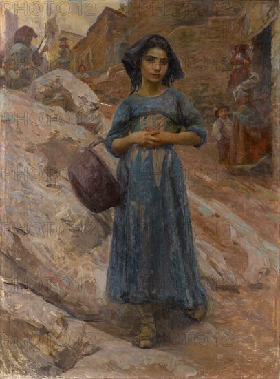 Il caldajo, water carrier, 1903, oil on canvas, 93 x 69 cm, signed and dated lower left: HANS LENDORFF 1903, ANTICOLI-CORRADO, Hans (Johann) Ludwig Lendorff, Basel 1863–1946 Basel