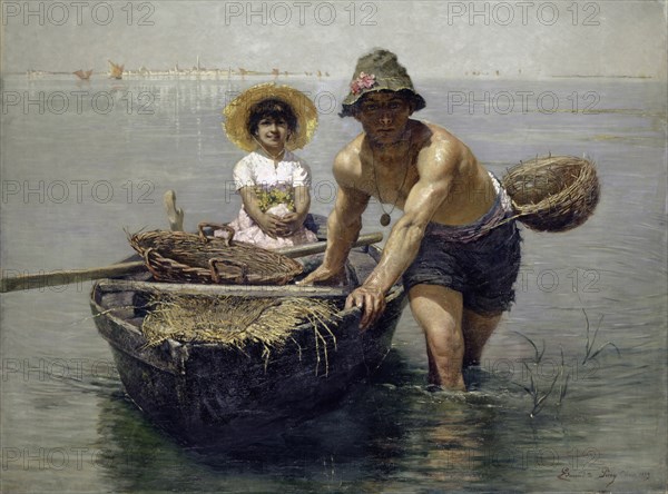 In the Lagoons of Venice, 1889, oil on canvas, 155 x 197 cm, signed, inscribed and dated lower right: Edmond de Pury Venise 1889, Edmond Jean de Pury, Neuchâtel 1845–1911 Lausanne