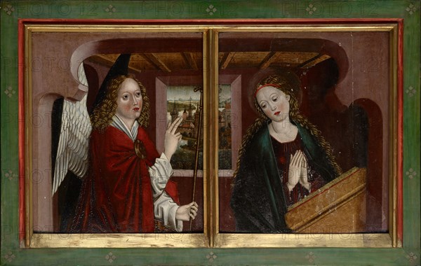 The Annunciation, c. 1460/70, mixed technique on softwood, (per panel) 47.5 x 40.8 cm, unmarked, Schwäbischer Meister, 15. Jh., (?)