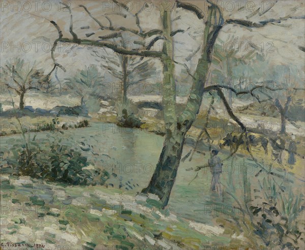 L'Étang de Montfoucault, effet d'hiver, 1874, oil on canvas, 57 x 71 cm |, 84 x 100 x 9 cm Frame, signed and dated lower left: C. Pissarro., 1874, Camille Pissarro, Charlotte Amalie, St.Thomas/Danish Virgin Island 1830–1903 Paris