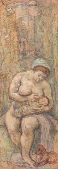 Mother, 1917, pastel on cardboard, 151 x 52.5 cm, signed and dated u., l .: R. Genin 17, Stiftung Im Obersteg, deposit in the Kunstmuseum Basel 2004, Robert Genin, Vysokoe bei Smolensk 1884–1943 Moskau