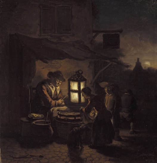 Egbert Lievensz van der Poel, Dutch, 1621-1664, The Pancake Maker, c. 1654/1664, Oil on oak panel, Unframed: 10 3/4 × 10 3/8 inches (27.3 × 26.4 cm)