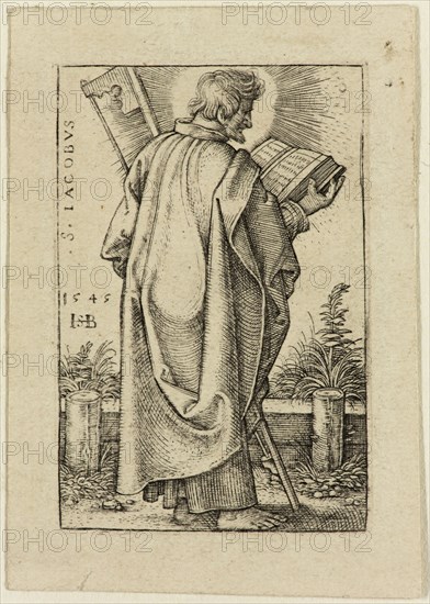 Hans Sebald Beham, German, 1500-1550, Saint James Minor, 1545, Engraving printed in black ink on wove paper, Plate: 1 3/4 × 1 1/8 inches (4.4 × 2.9 cm)