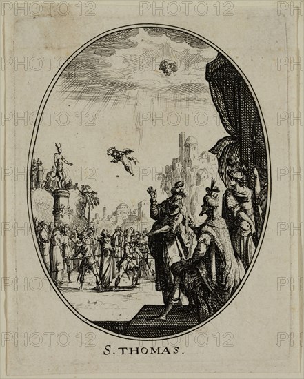 Nicolas Cochin, French, 1610-1686, S. Thomas, between 1610 and 1686, etching printed in black ink on laid paper, Plate: 3 3/8 × 2 5/8 inches (8.6 × 6.7 cm)