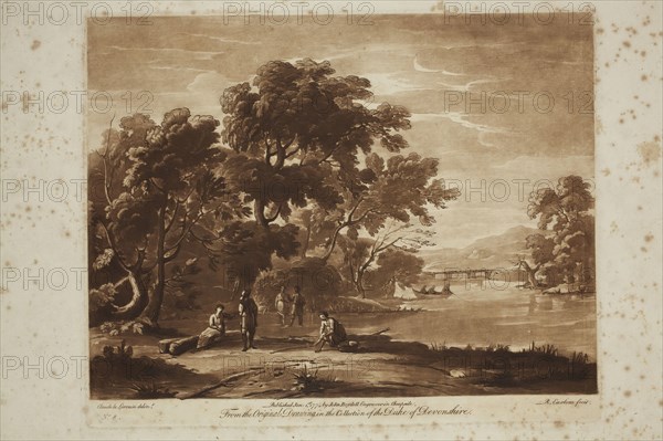 Richard Earlom, English, 1743 - 1822, after Claude Gellée, French, 1600-1682, The Ford, ca. 1773, etching and mezzotint printed in brown ink on laid paper, Plate: 8 1/4 × 10 1/4 inches (21 × 26 cm)