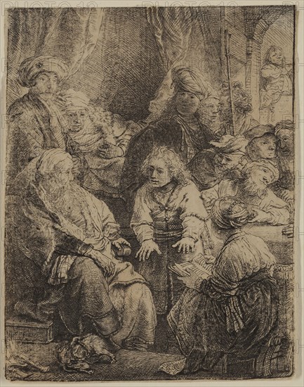 Rembrandt Harmensz van Rijn, Dutch, 1606-1669, Joseph Telling His Dreams, 1638, etching printed in black ink on laid paper, Sheet (trimmed within platemark): 4 1/8 × 3 1/4 inches (10.5 × 8.3 cm)