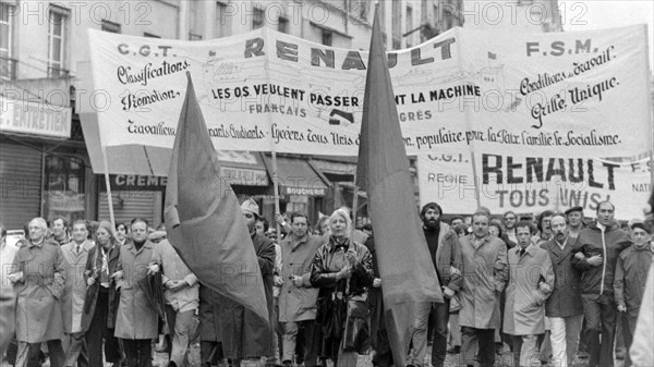 Demonstration in front of Renault factory in Boulogne-Billancourt, 1973