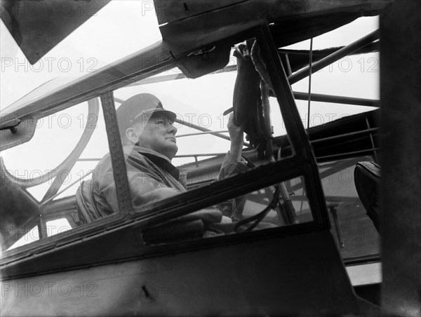 British Prime Minister Winston Churchill pictured on his visit to Normandy in Northern France, six weeks after the Allied D-day landings and invasion of Nazi occupied Northern France in the Second World War.
23rd July 1944.