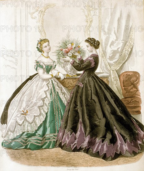 Ladies dresses at the end of the 19th century, illustrations