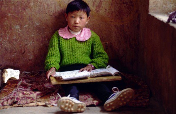 Petit garçon studieux au Palais de Potala