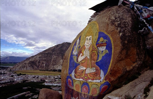 Sera Monastery, stone carving buddha
