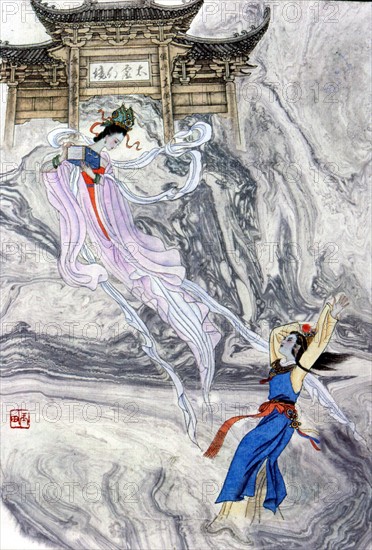 Illustration pour le célèbre roman chinois : "Rêve dans le Pavillon Rouge"