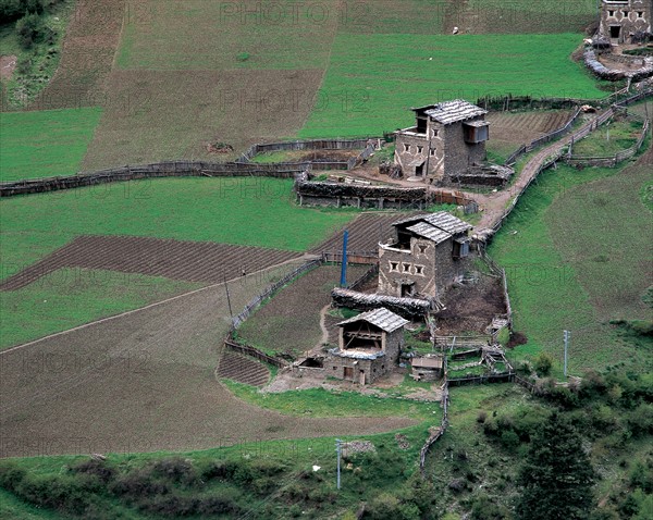 Ferme dans la partie ouest de la province du Sichuan, Chine