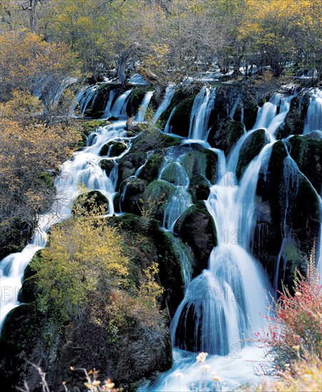 Chute de Nuorilang dans la Vallée de Jiuzhai, province du Sichuan, Chine