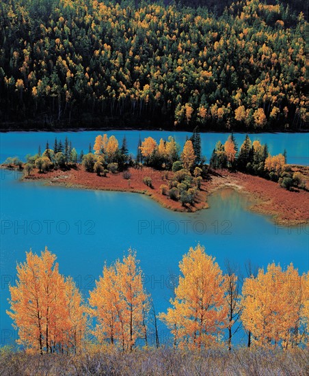 Le lac SaiLimu à Sinkiang, Chine