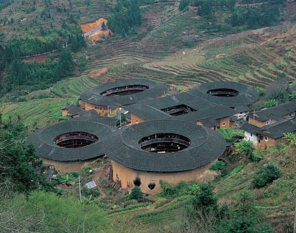 Village, Tu Builing, province du Fujian, Chine